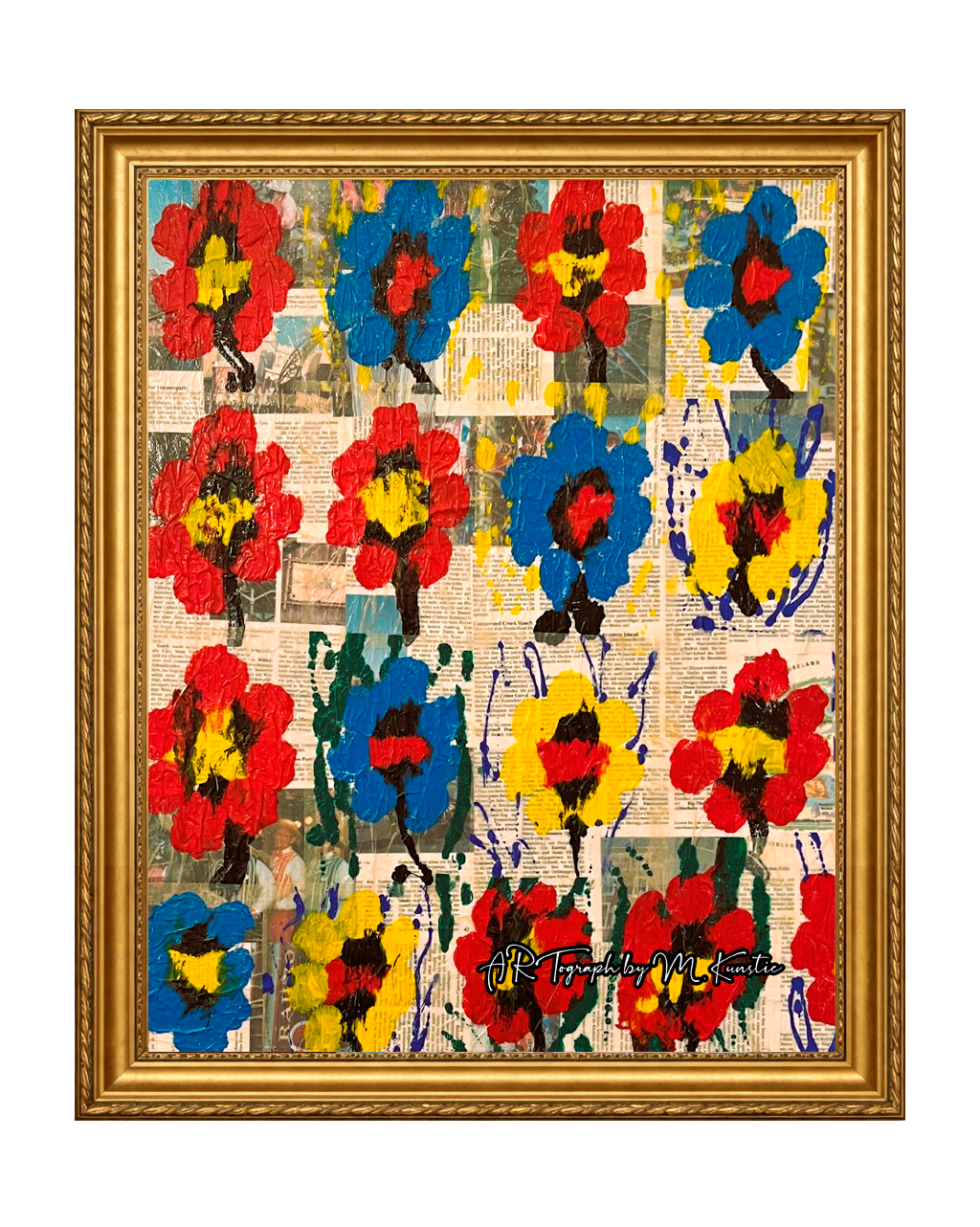 Blue and yellow diagonal T-Shirt