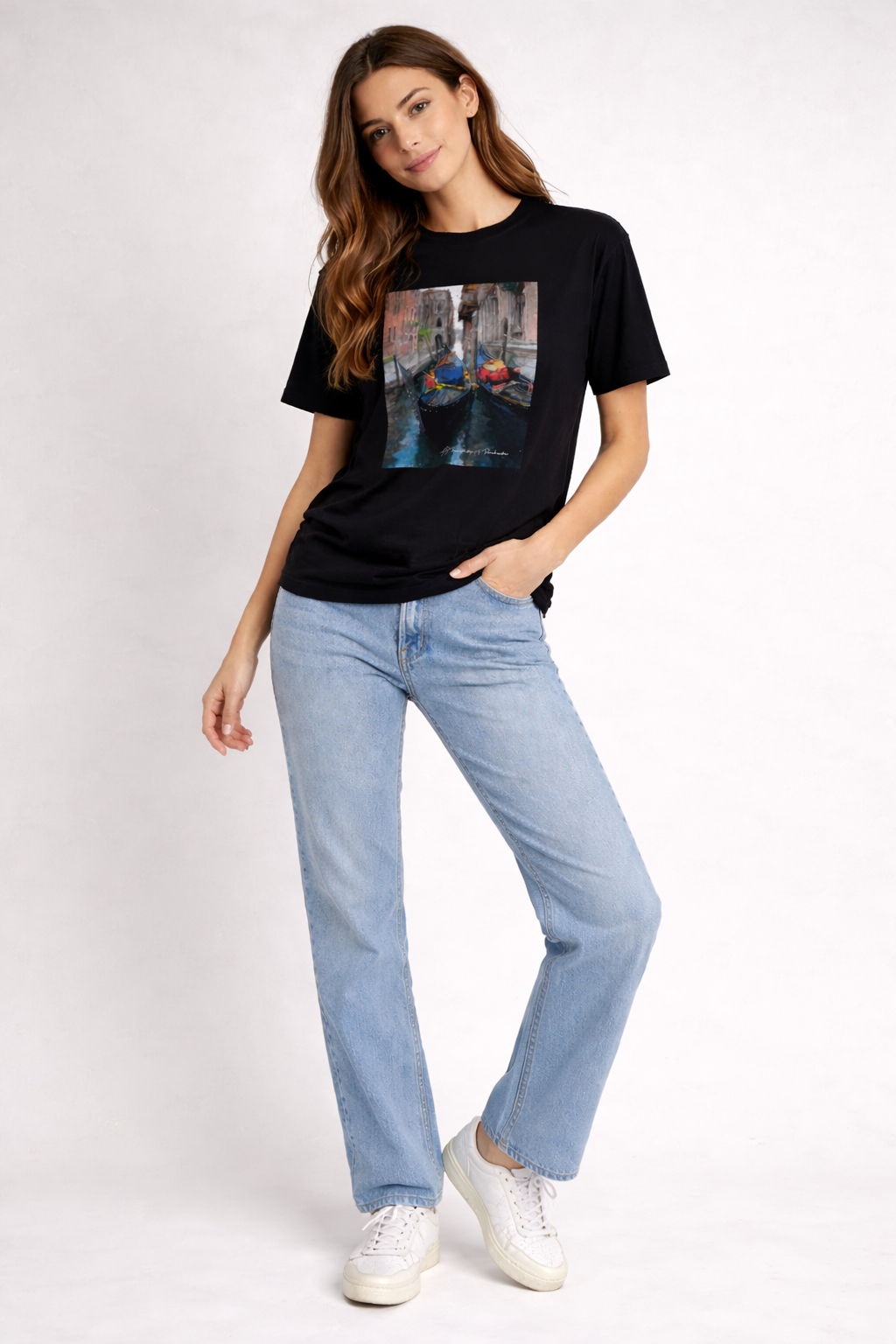 Venetian motif T-Shirt Black