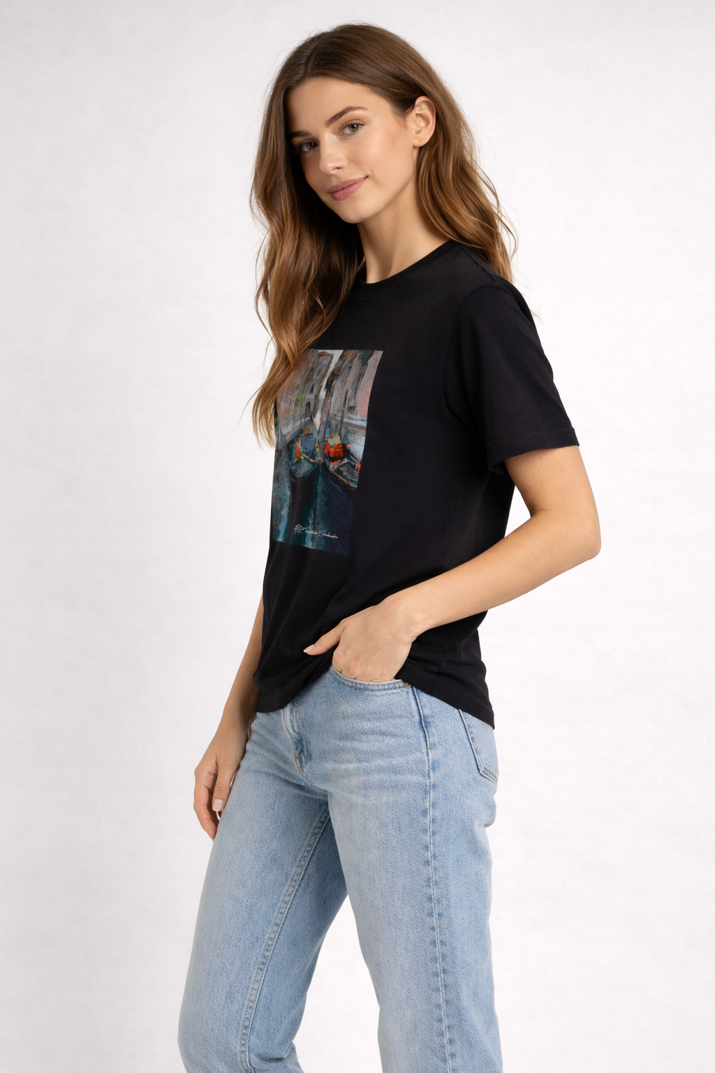 Venetian motif T-Shirt Black