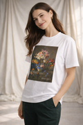 T-shirt met 4 boeketten bloemen