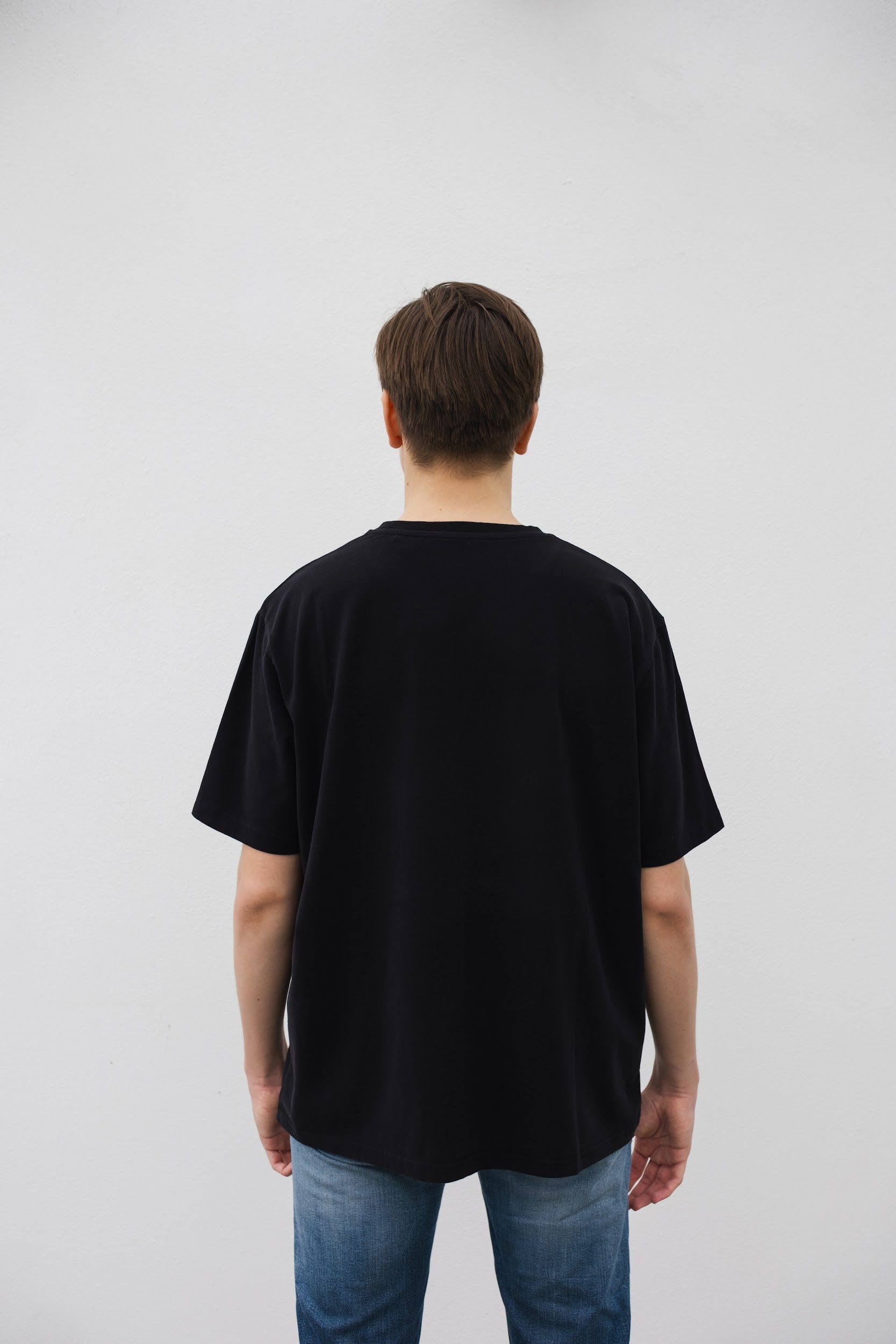 T-shirt met vissenoogmotief en kat