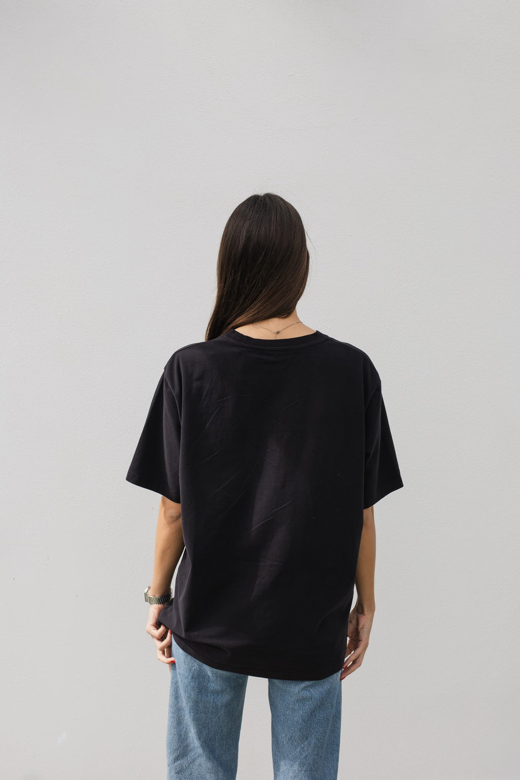 T-shirt met vissenoogmotief en kat