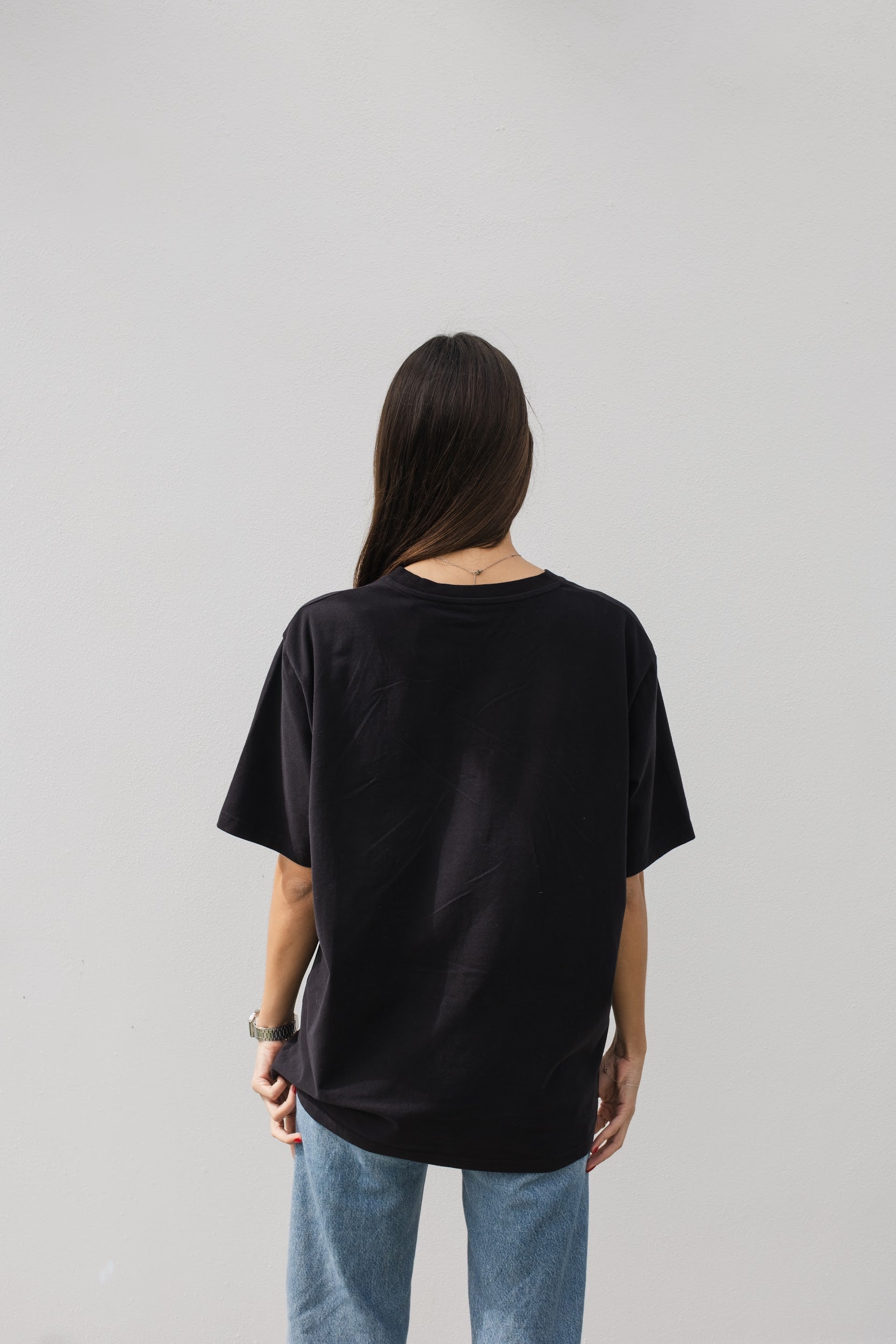 T-shirt met vissenoogmotief en kat