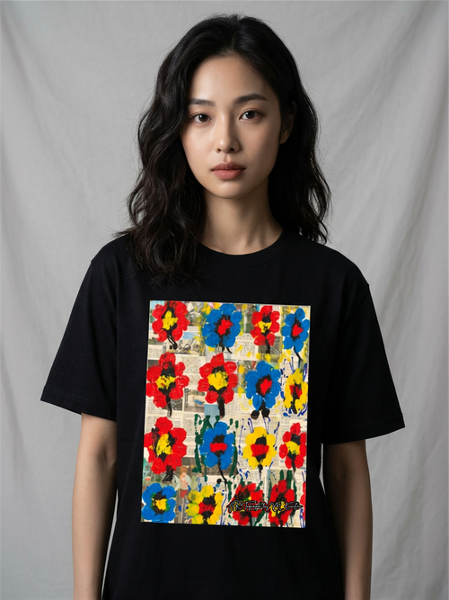 Blue and yellow diagonal T-Shirt